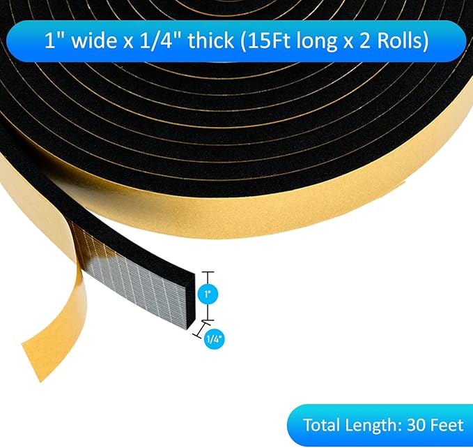 High Density Foam Weather Stripping Door Seal Strip Insulation Tape Roll - Image 8
