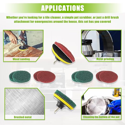 4 Inch Scrub Drill Brush Power Scouring Pads Household Cleaning Set - Image 7