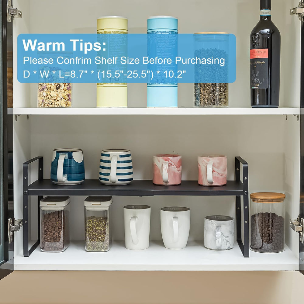 15.5 to 25.5 Inch Kitchen Cabinet Shelf Organizers, Adjustable Kitchen Counte...
