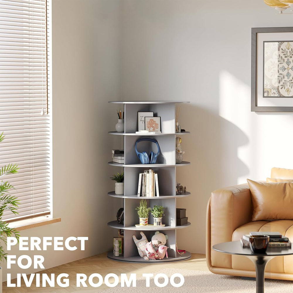SpaceAid 5 Tier Rotating Shoe Rack Tower, Spinning Shoe Display Lazy Susan, R...