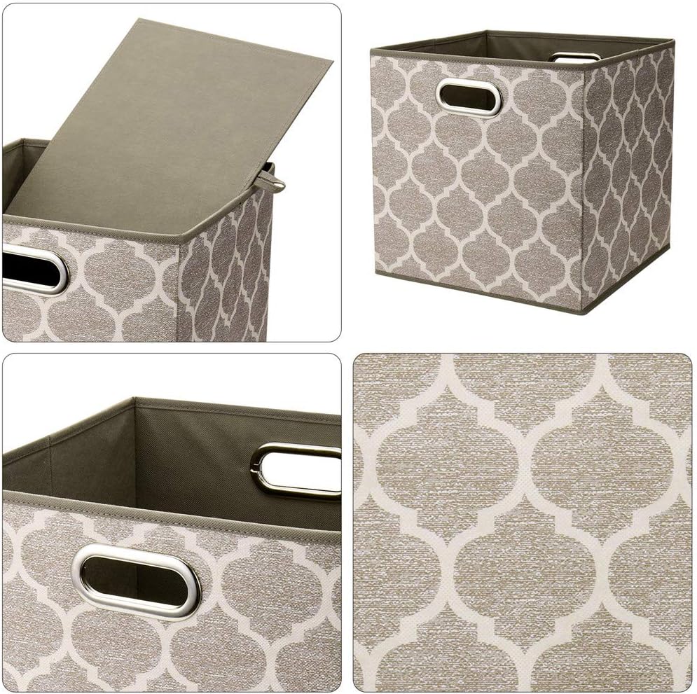 Storage Cubes Bins Fabric 13x13 Inch Brown Storage Boxes Foldable Storage Bas...