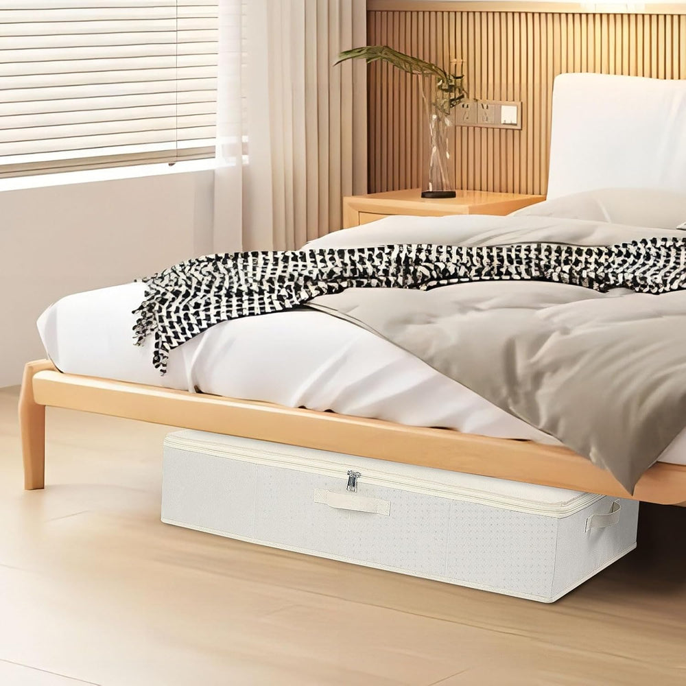 Underbed Storage Organizers,Beige,2 Pack,31.5x15.7x5.9 Inch