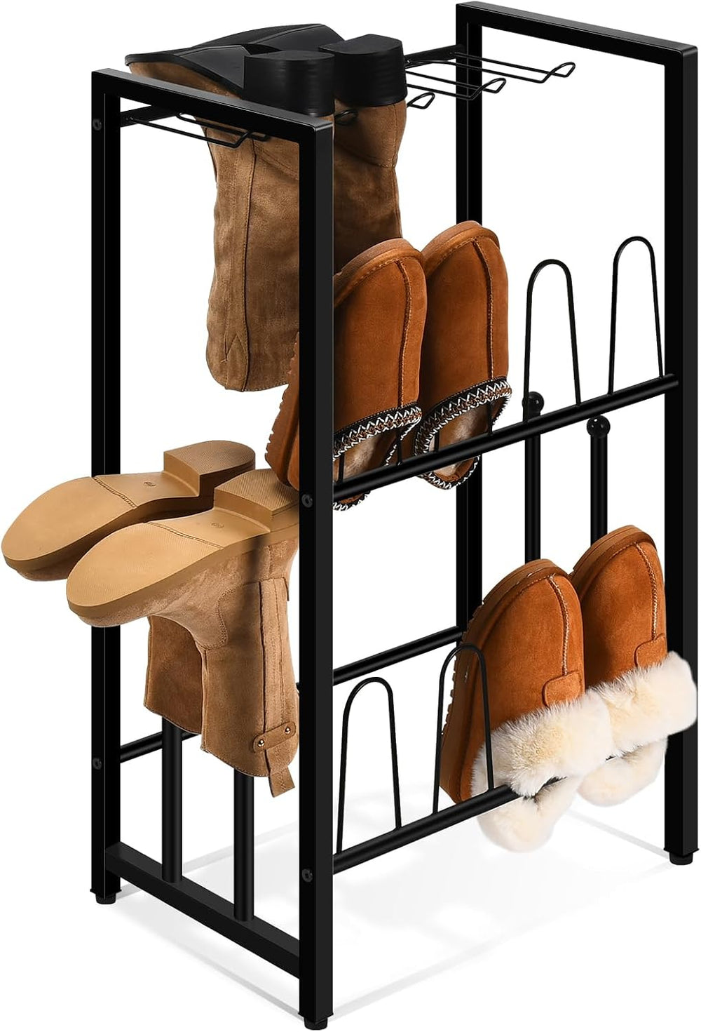GADFISH Free Standing Shoe Racks, Vertical Boot Rack, Black Metal Boot Storag...