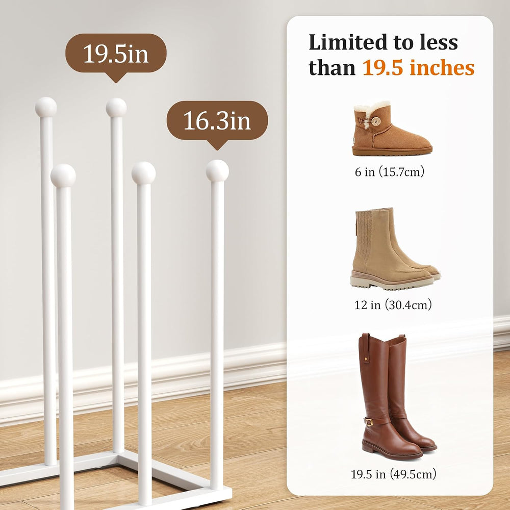 Freestanding Boot Rack, Shoe Storage Organizer Fit for 8 Pairs, White