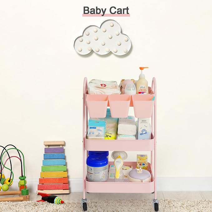 Danpinera 3-Tier Rolling Cart, Metal Storage Cart - Image 9