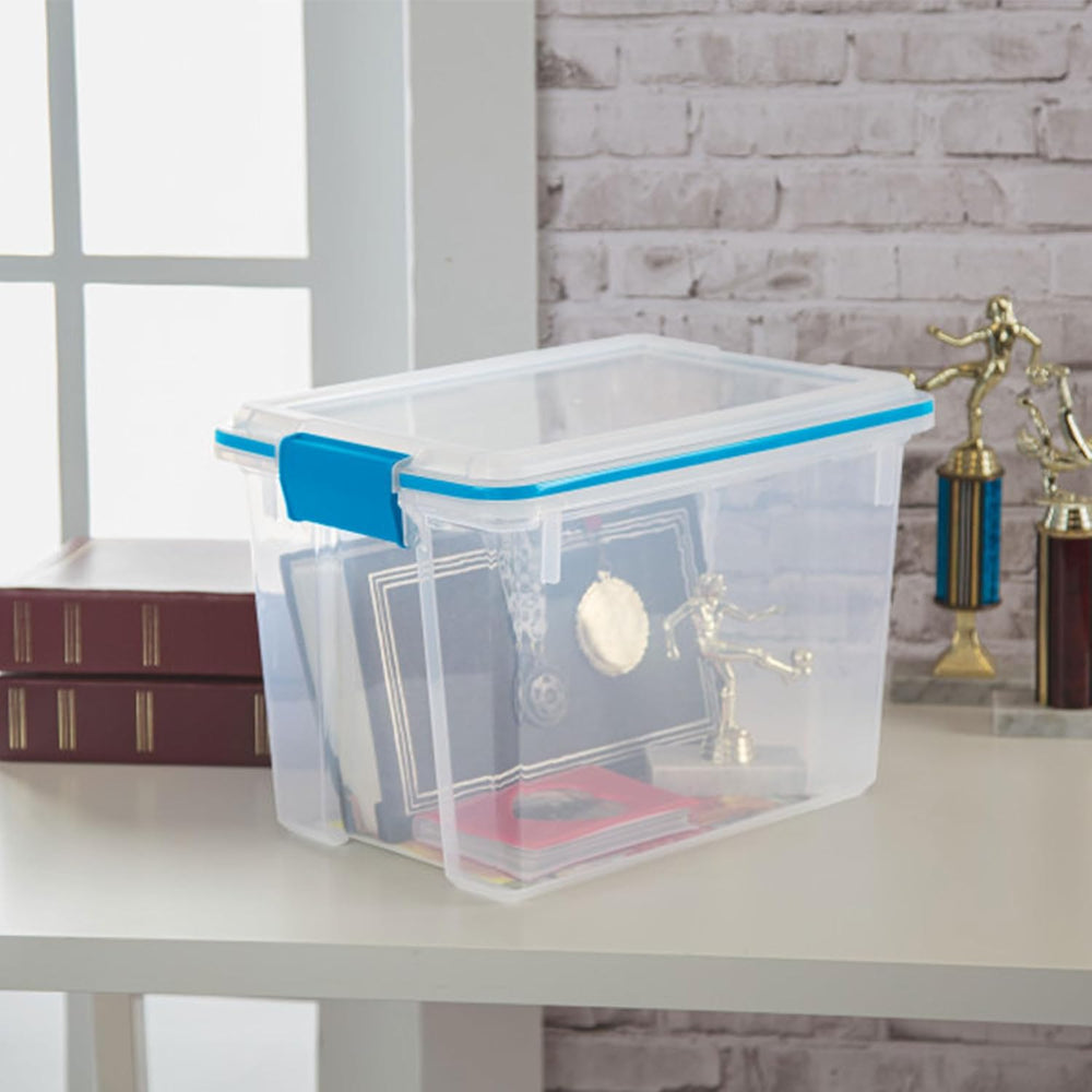 Sterilite Gasket Storage Box with Lids for Home & Office, 20 Quart, 6-Pack.