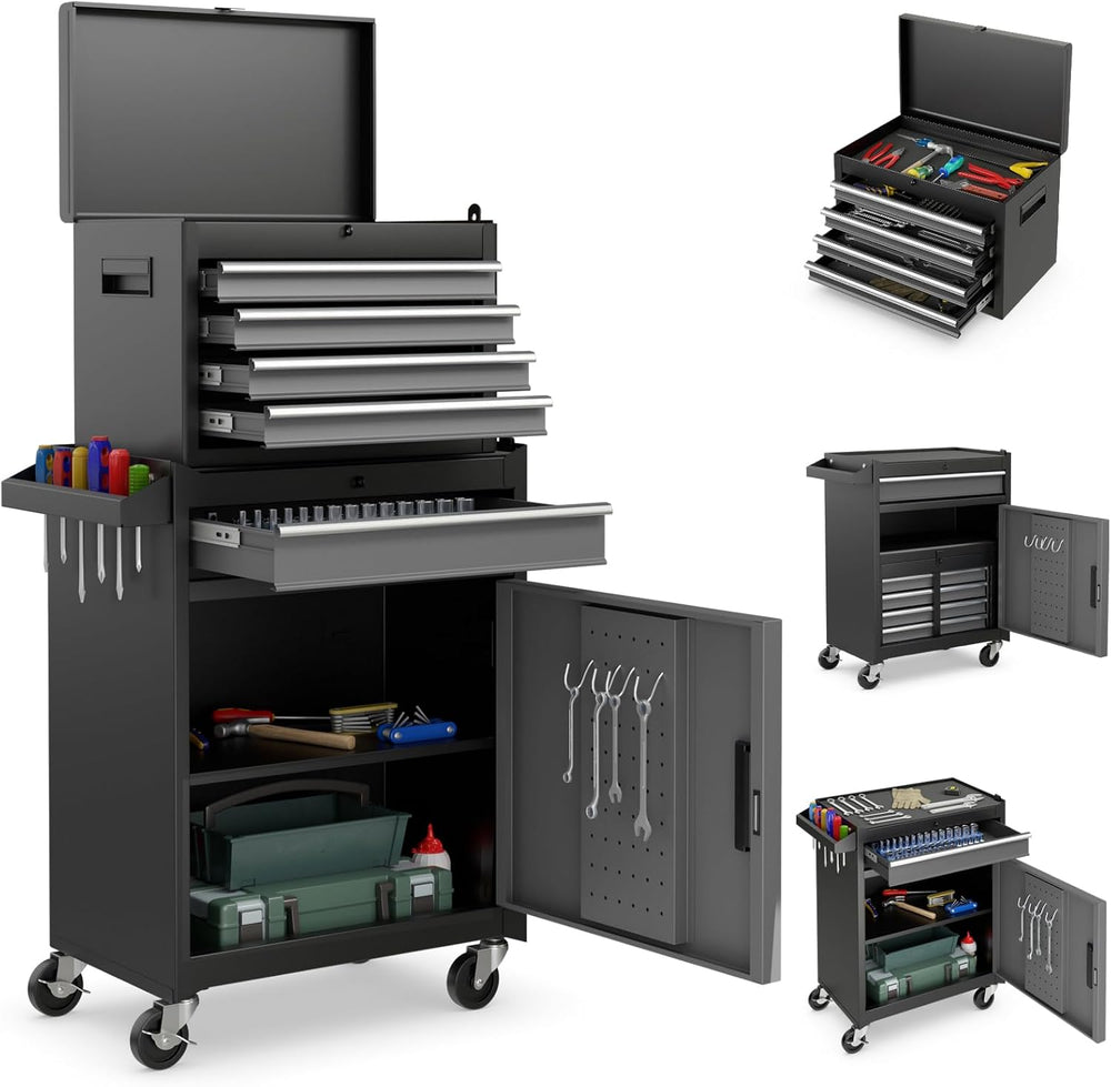 Goplus Tool Chest, 5-Drawer Rolling Cabinet with Detachable Top Toolbox, Lock...