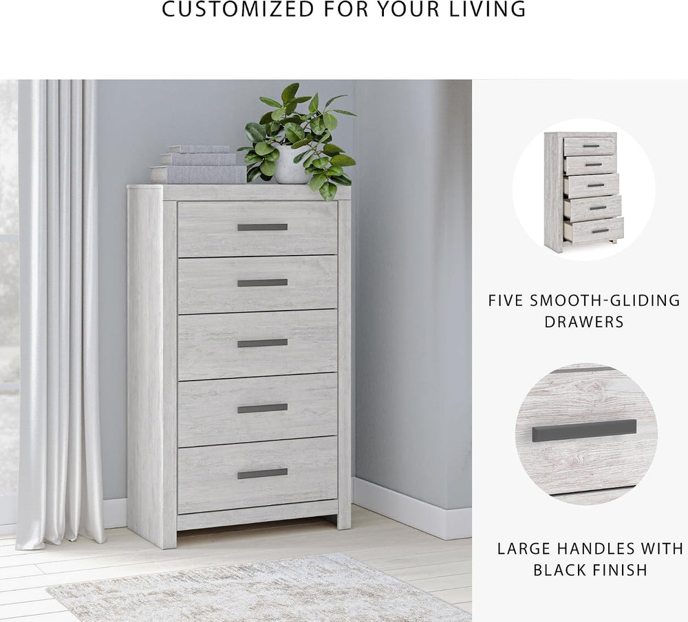 Signature Design by Ashley Cayboni Vintage 5 Drawer Wide Chest with Safety St...