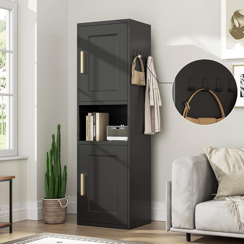 67" Tall Narrow Storage Cabinet, Metal Slim Bathroom Storage Cabinet wit...