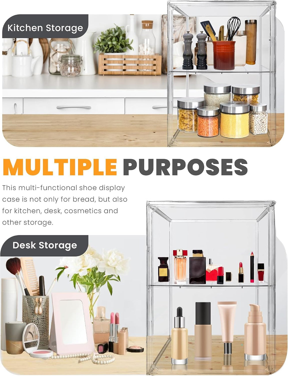 XXX-Large Clear Stackable Acrylic Display with Lid & Magnetic Door - 2-Ti...