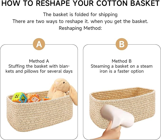 Small Storage Baskets for Organizing | Closet Organizer Bins | Shelf Toy Basket - Image 7