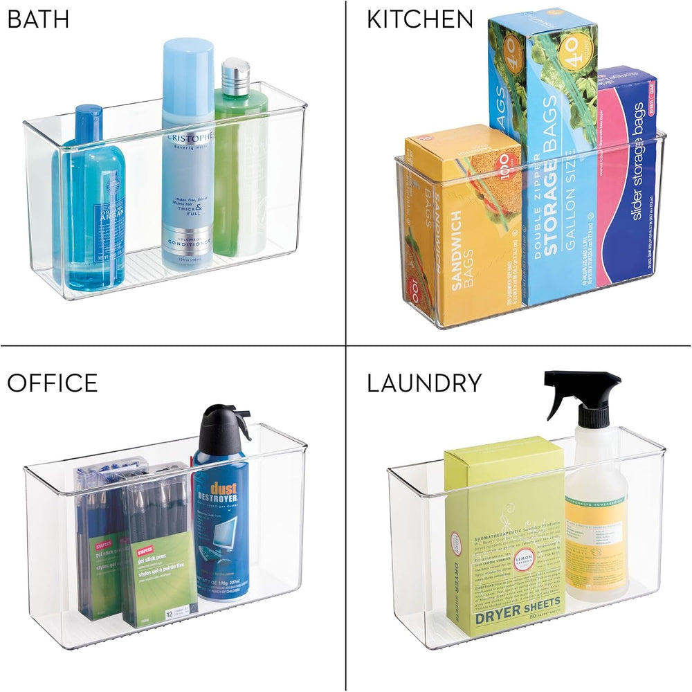iDesign Adhesive Organizer Bin, Set of 4, Clear