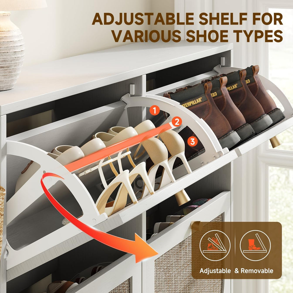 Nicetree Rattan Shoe Cabinet for Entryway, 9.5" Ultra-Thin Narrow Shoe R...