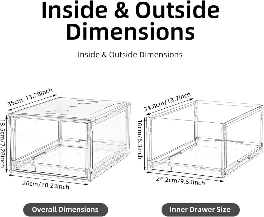 Large Clear Stackable Storage Drawer Organizer for Closet, 3 Pack