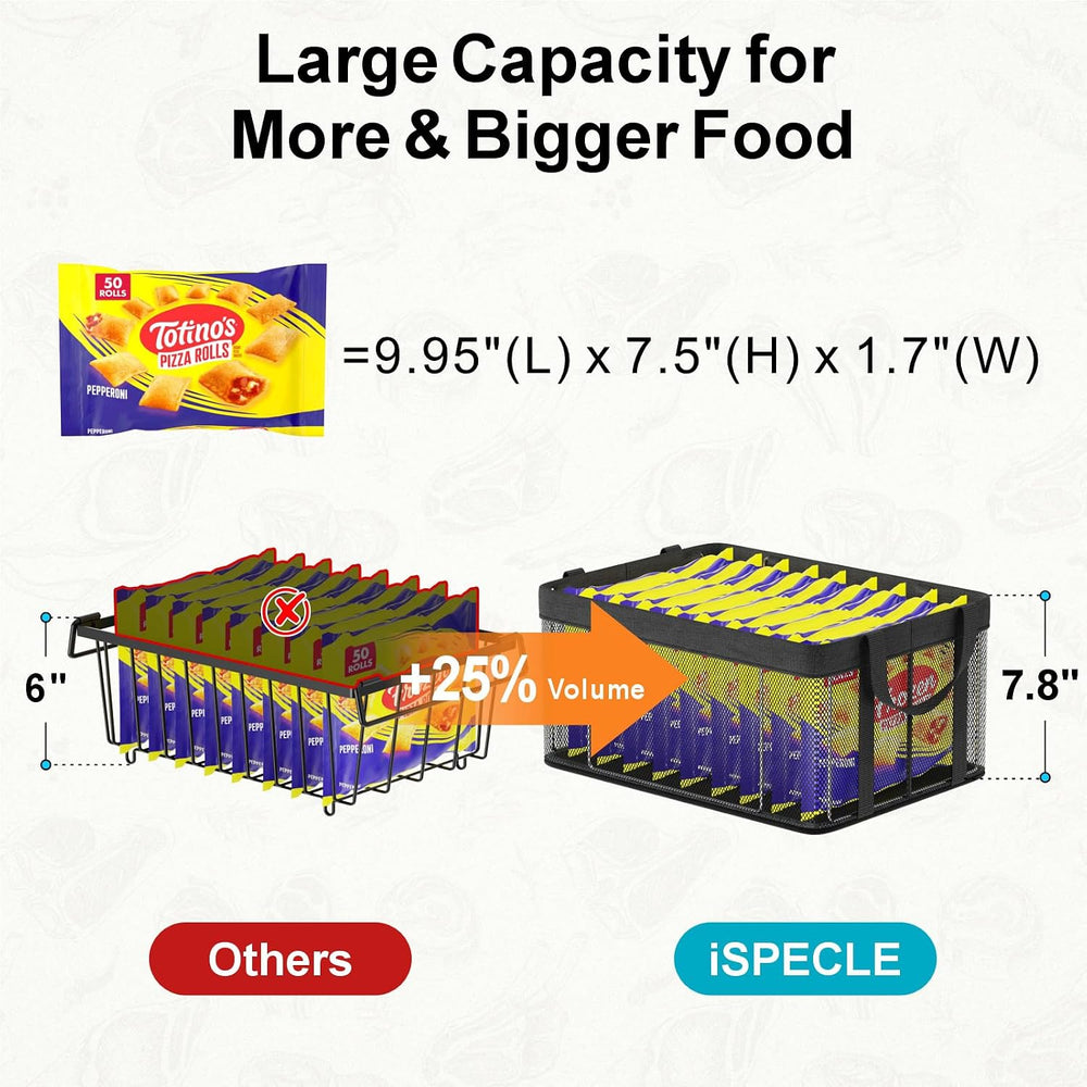 iSPECLE Deep Freezer Organizer Bins - Sturdy Fabric & Steel Support, 4 Pack