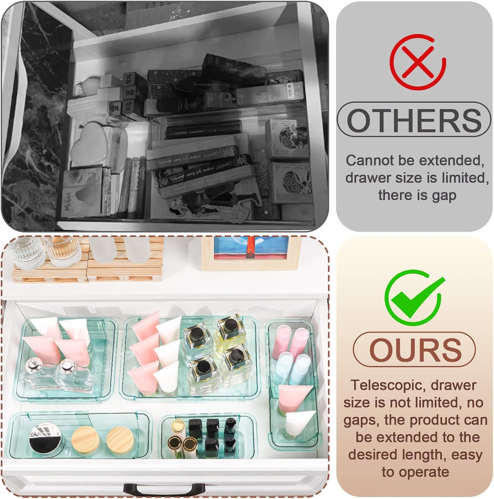 25 Pcs Clear Drawer Organizer, Adjustable Drawer Storage Box, 3-Size Desk Dra...