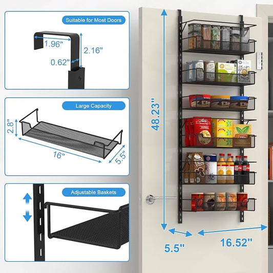 Over the Door Pantry Organizer, 6-Tier Over the Door Organizer - Image 2