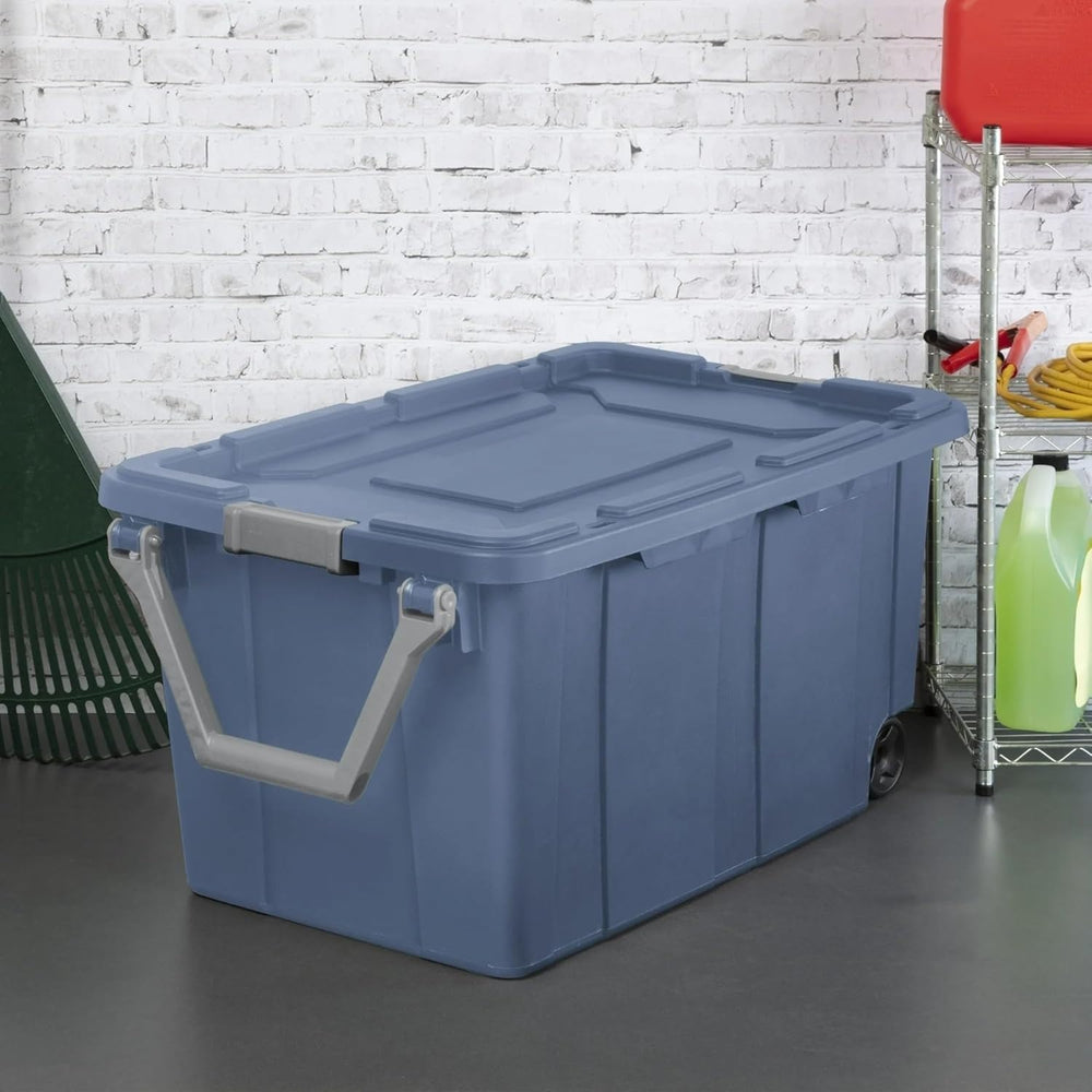 Storage Bin 40 Gallon 160 Qt Wheeled Industrial Tote Plastic Rolling Stacker ...