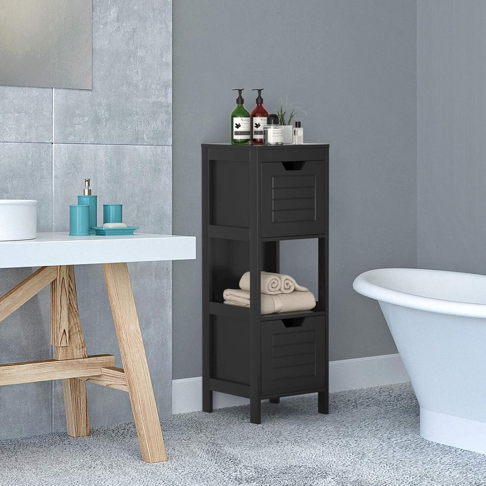 DORTALA Bathroom Storage Cabinet, Multifunctional Wooden Storage Rack Organiz...