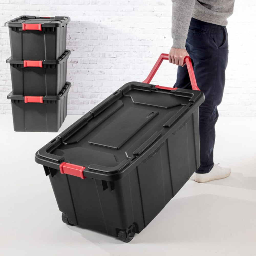 Sterilite Industrial Storage Tote with Lids for Garage, 15 Gallon, 12-Pack