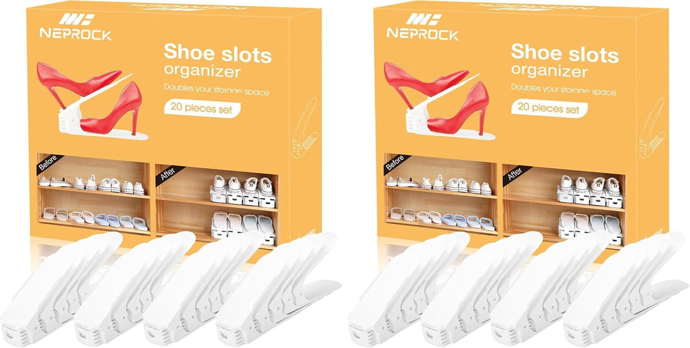 Neprock Shoe Slots Organizer, 40 Pack Adjustable Shoe Rack Stacker Storage Sp...