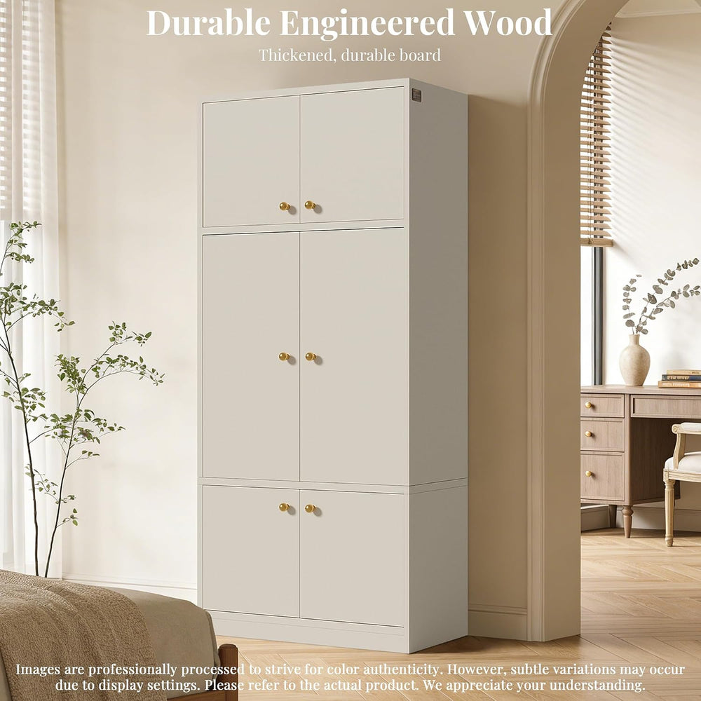 71" Tall Kitchen Pantry Cabinet with Adjustable Shelves,White