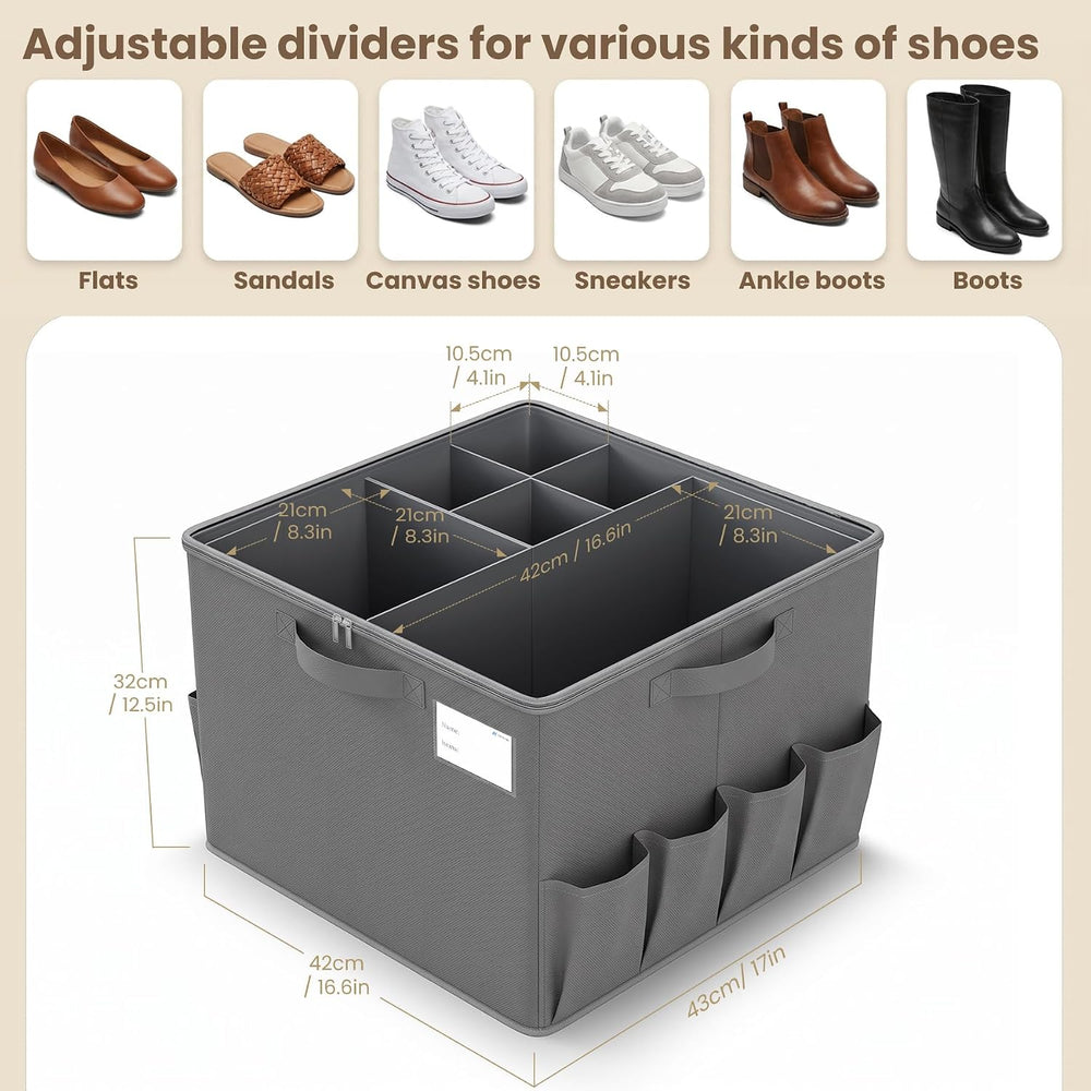 Varhomax Shoe Organizer Box for Closet, Fabric Storage Basket 2 Pack