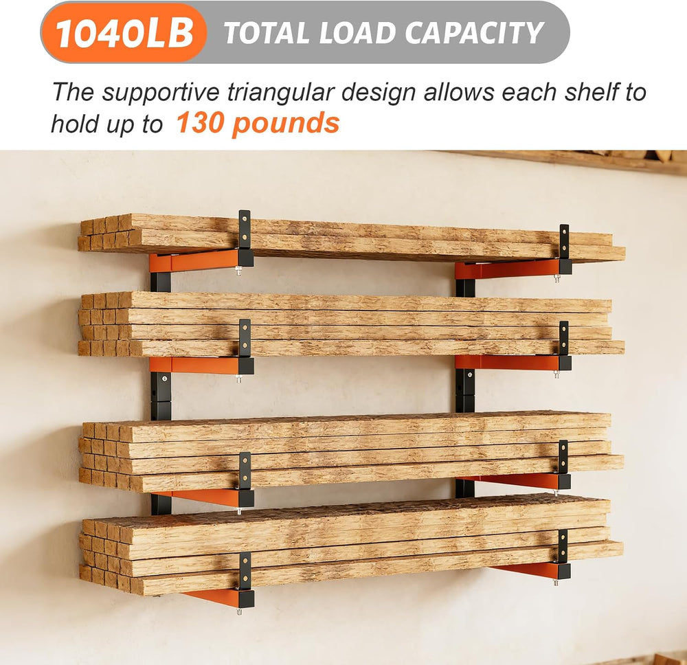 32" Lumber Storage Rack, Upgrade Folding Lumber Rack Wall Mount, Heavy D...