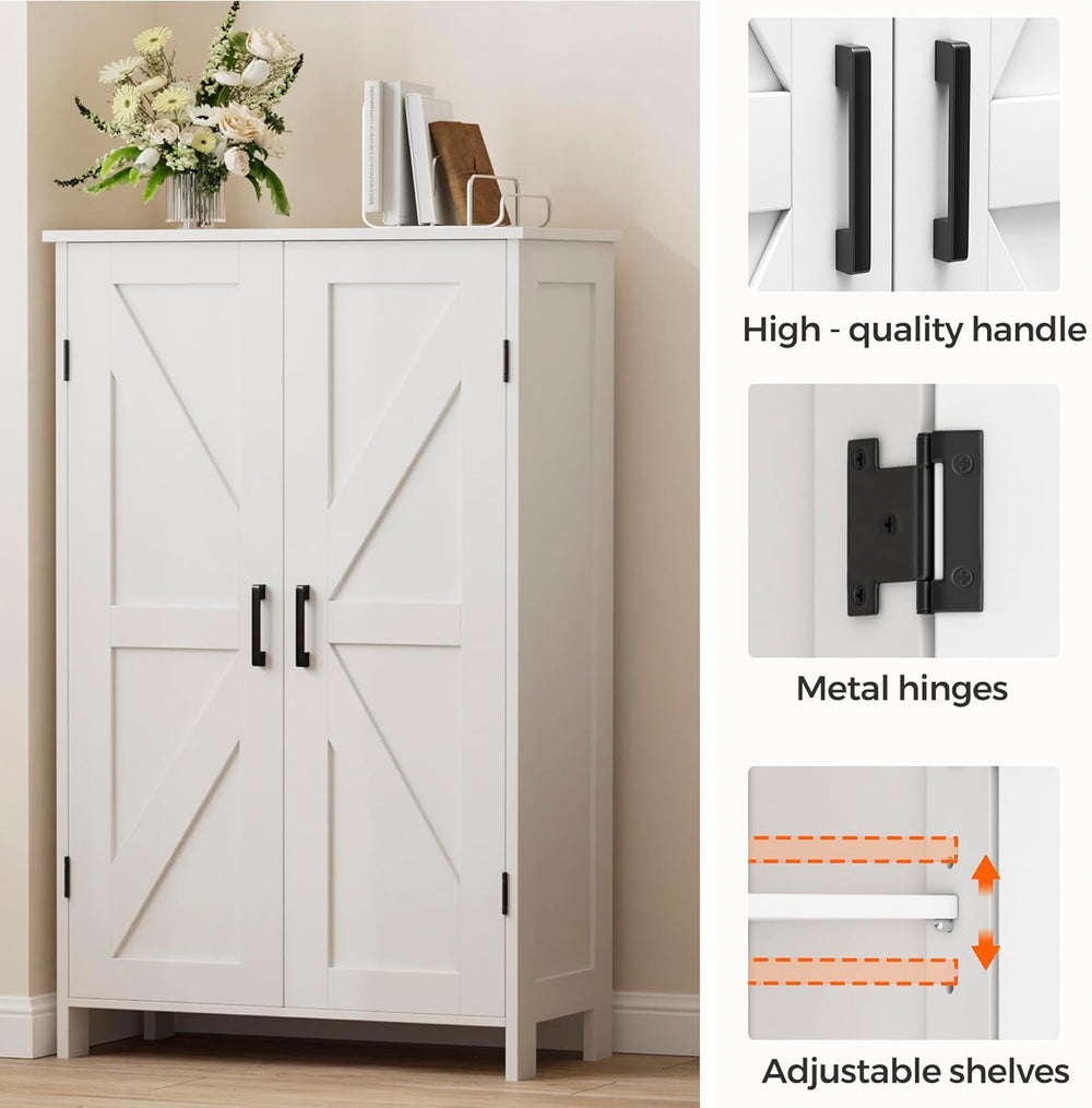 Homleke 43.3" H Farmhouse Bathroom Storage Cabinet with Adjustable Shelves