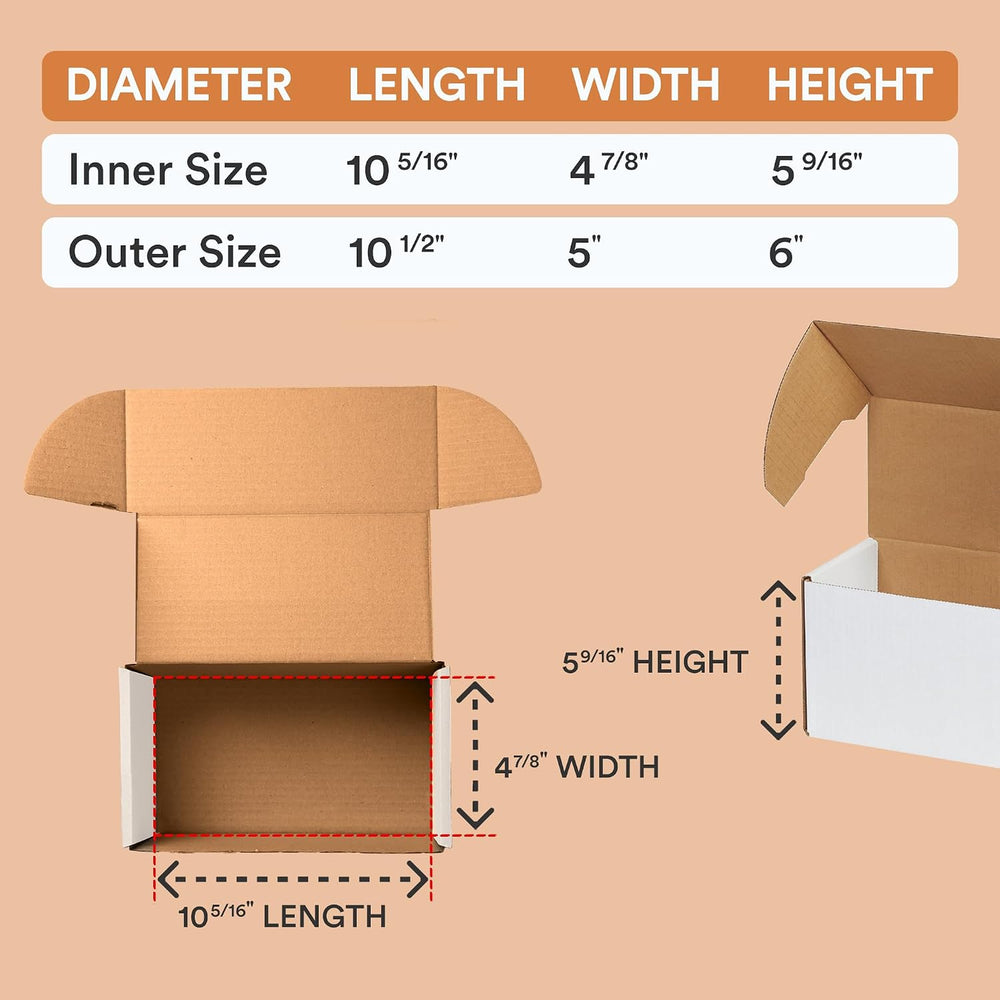 Box USA 10" Deluxe Shipping Boxes, 10 1/2"L x 5"W x 6"H, ...