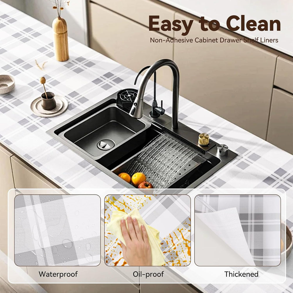 Drawer Shelf Liner for Kitchen Cabinets, Non Adhesive Slip Resistant Shelf Pa...