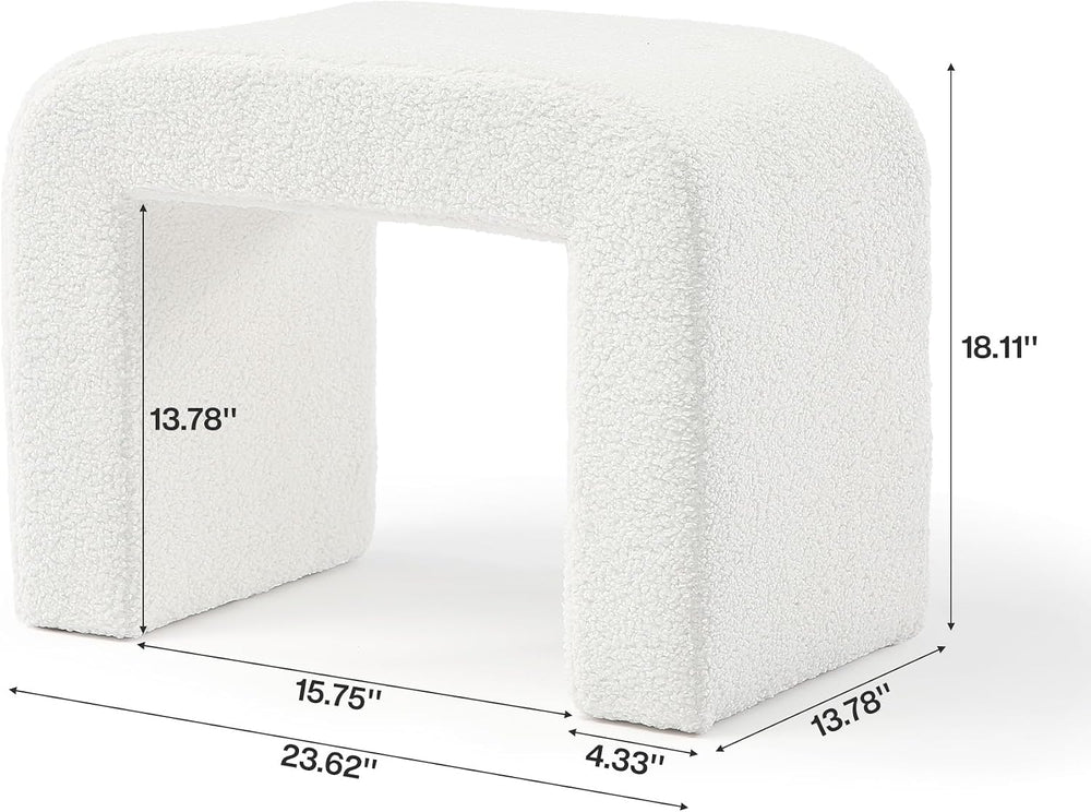 Tribesigns Set of 2 Modern Vanity Stool, Sherpa Upholstered Foot Stool Ottoma...