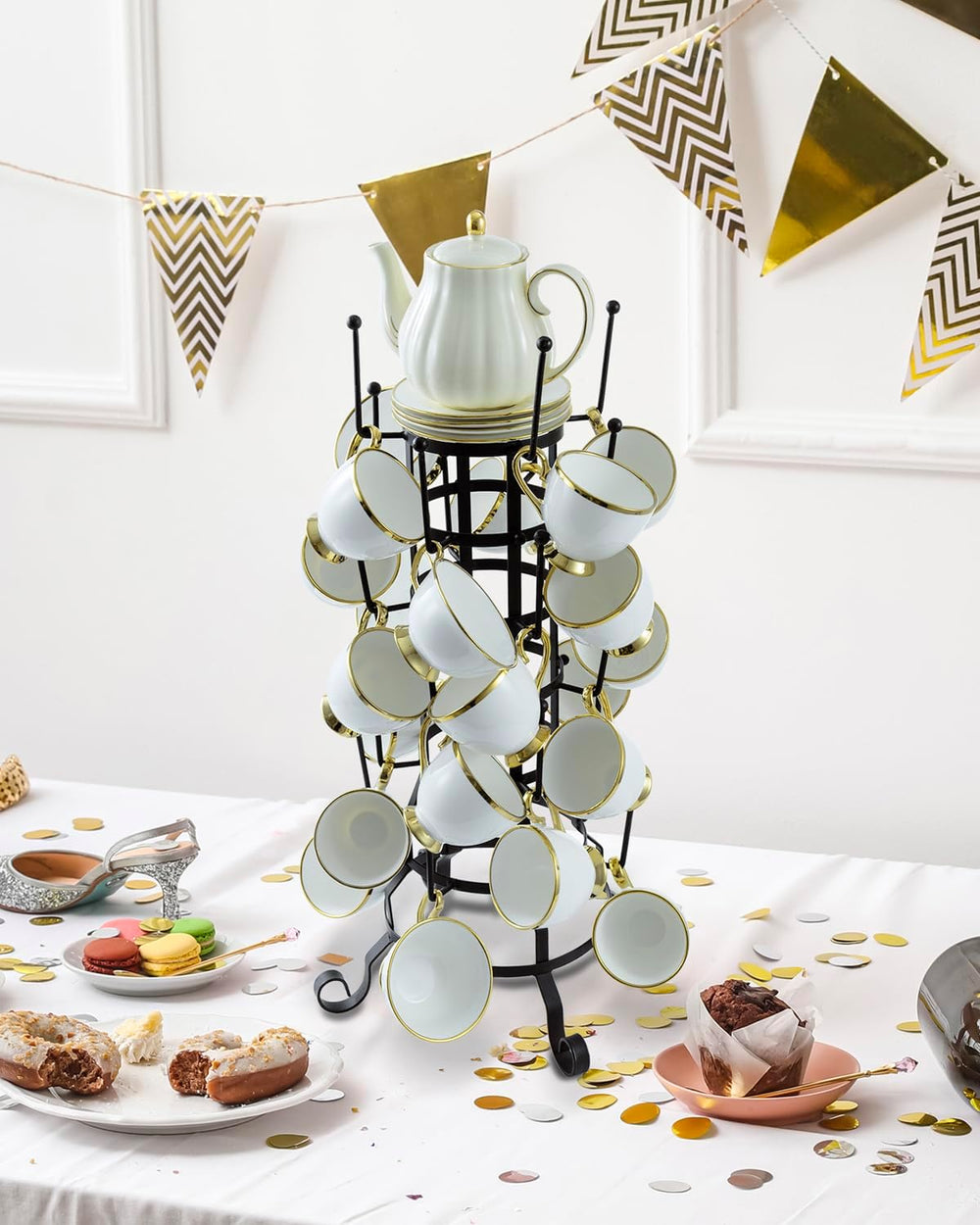 MyGift 24 Hook Rustic Mug Tree Holder for Coffee Cups & Glasses Rack