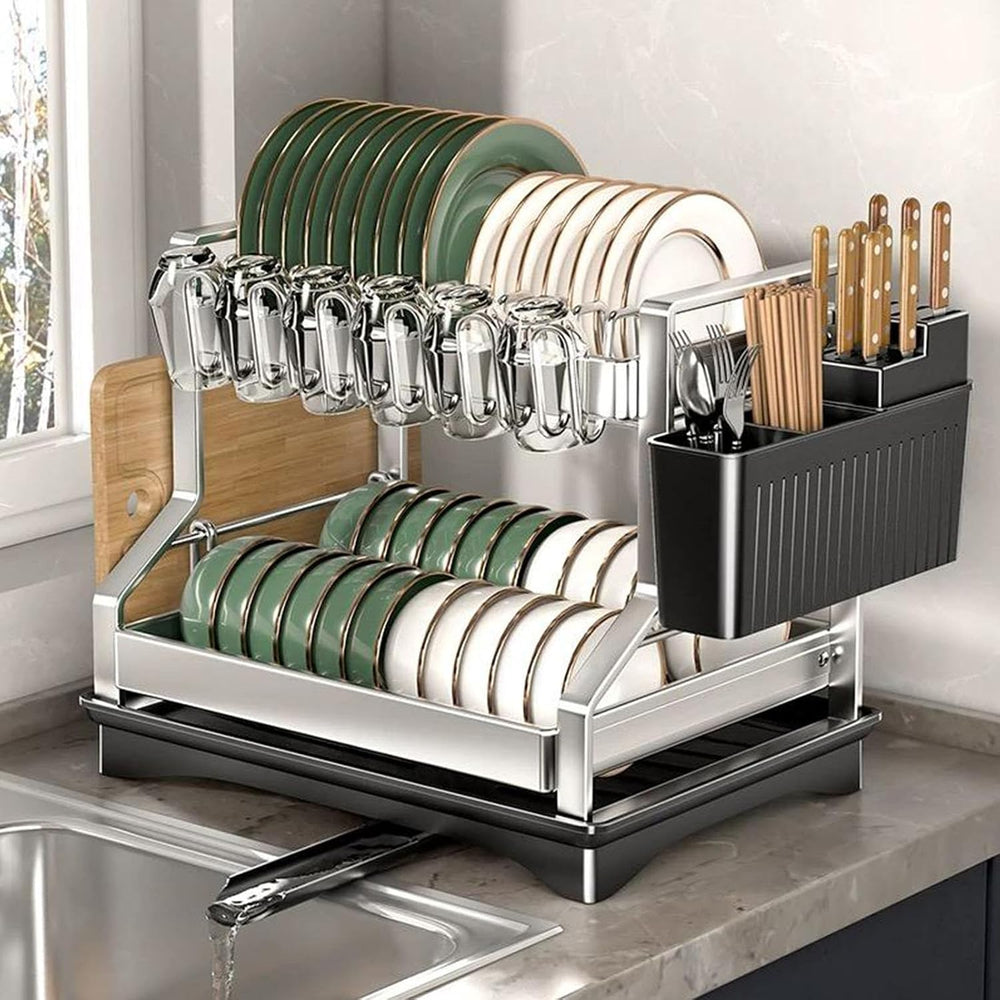 Fandian Dish Drying Rack 2 Tier Dish Racks for Kitchen Counter and Sink, Larg...