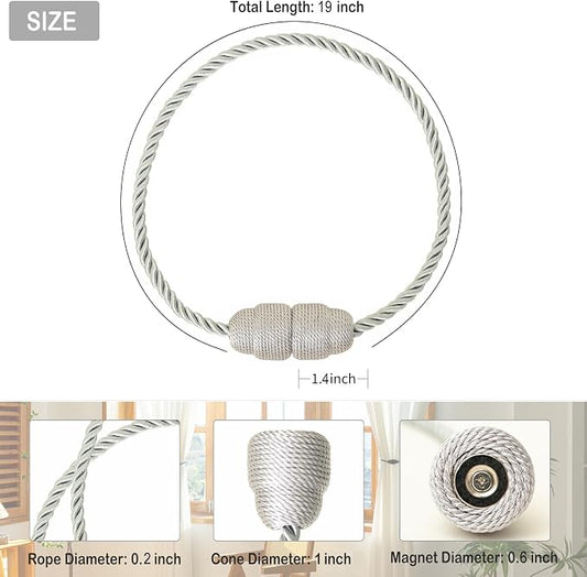 Magnetic Curtain Tiebacks Rope Curtain Tie Backs - Image 2
