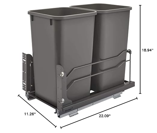 Rev-A-Shelf 53WC-1527SCDM-213 Double 27 Quart Pull-Out, Orion Gray - Image 10