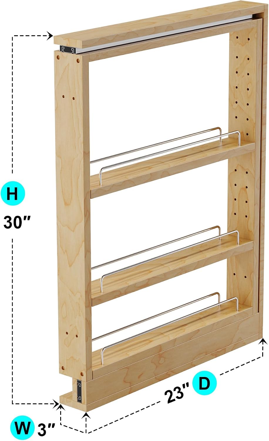Dowell 3" Base Filler Pullout Organizer with Adjustable Shelves (Wood 40...
