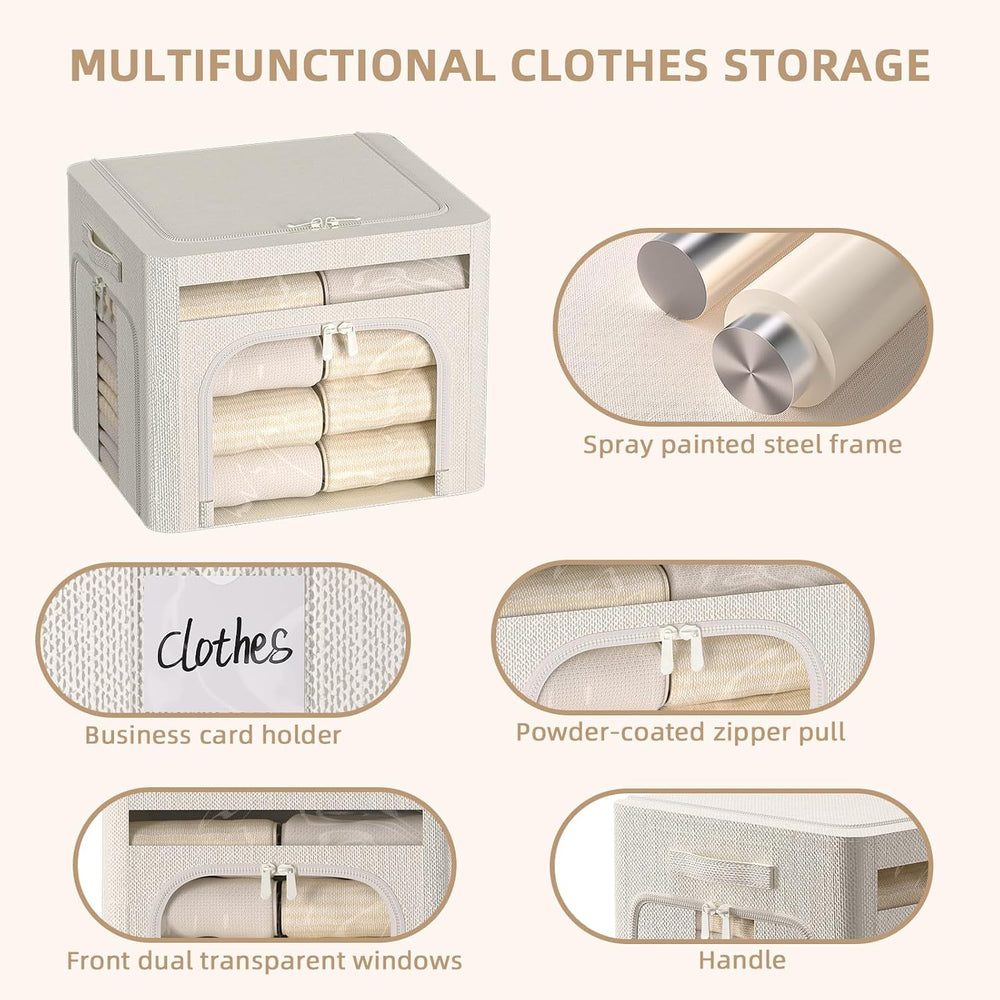 FHSQX 6 Pack Foldable Storage Bins for Clothes Clothes Storage Bins with Meta...