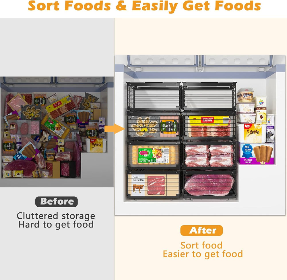 NADAMOO Expandable Chest Freezer Organizer, Stackable Wire Baskets