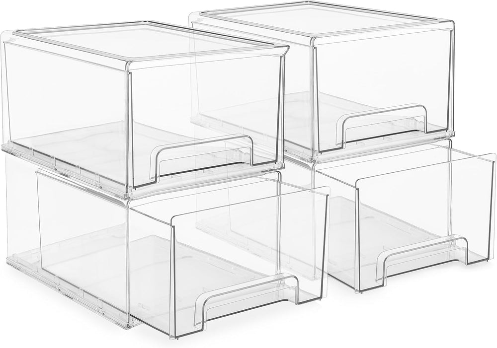 Sorbus Clear Storage Drawers for Refrigerator (Wide + Narrow Deep, 4 Pack)