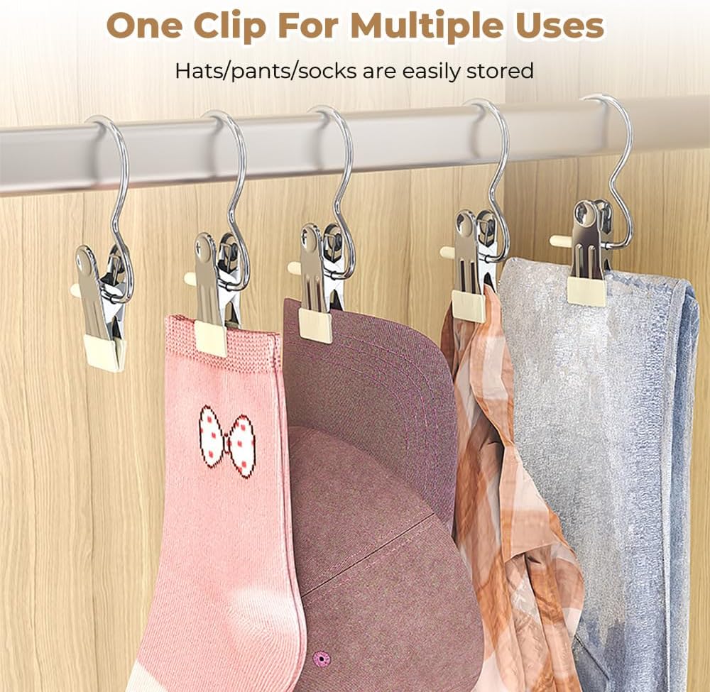 Space-Saving Clothespin Hat Pants Storage Hanging Travel Hook, Boot Hangers f...