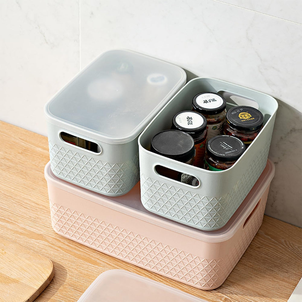 HANAMYA Lidded Storage Bin Organizer | Storage Organizing Container, 9 Liter,...