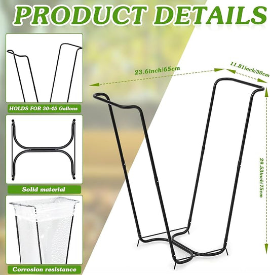 Gisafai 3 Pieces Metal Leaf Bag Holder Stand Portable Trash Bag Holder Frame - Image 2