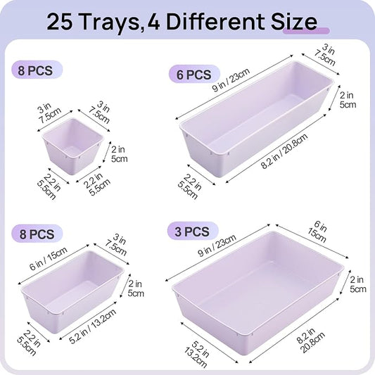 Vtopmart 25 PCS Plastic Drawer Organizers Set, 4-Size Versatile Bathroom and - Image 2