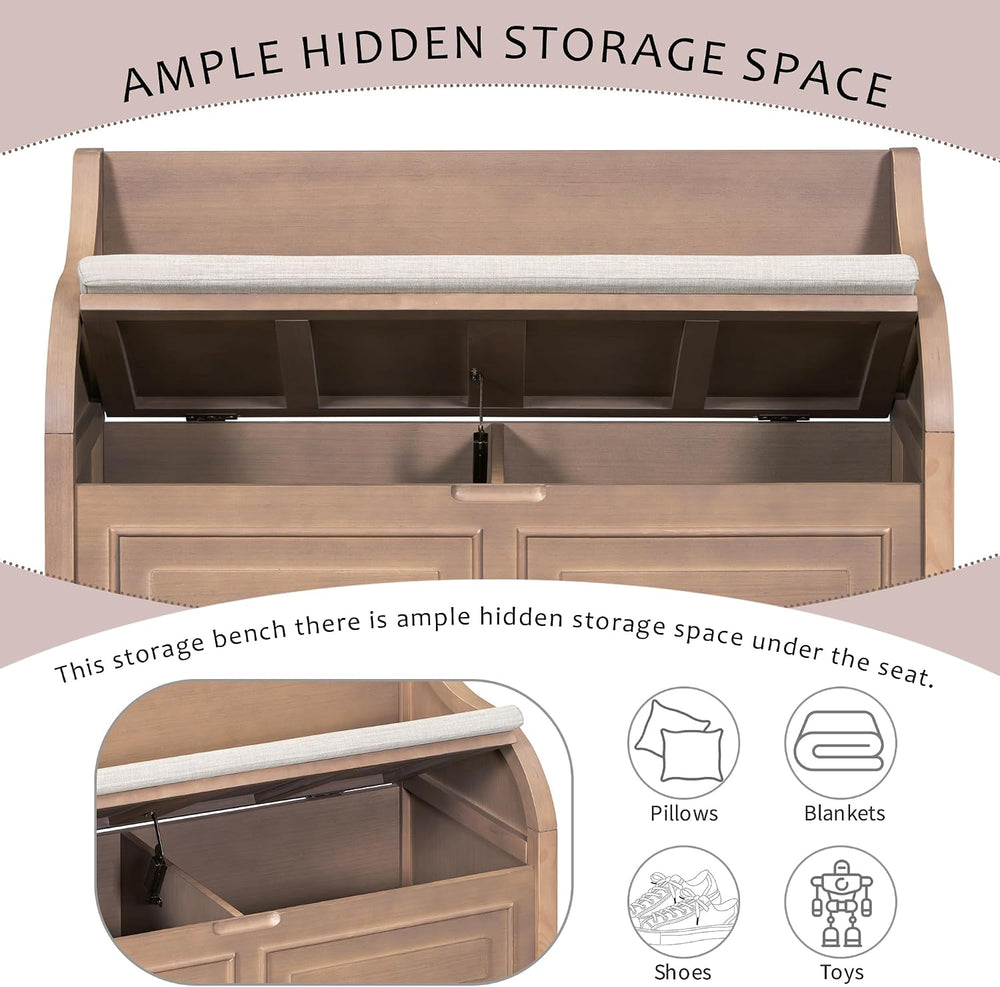 SOFTSEA 41.9" Storage Bench with Back, Entryway Shoe Bench with Cushion ...