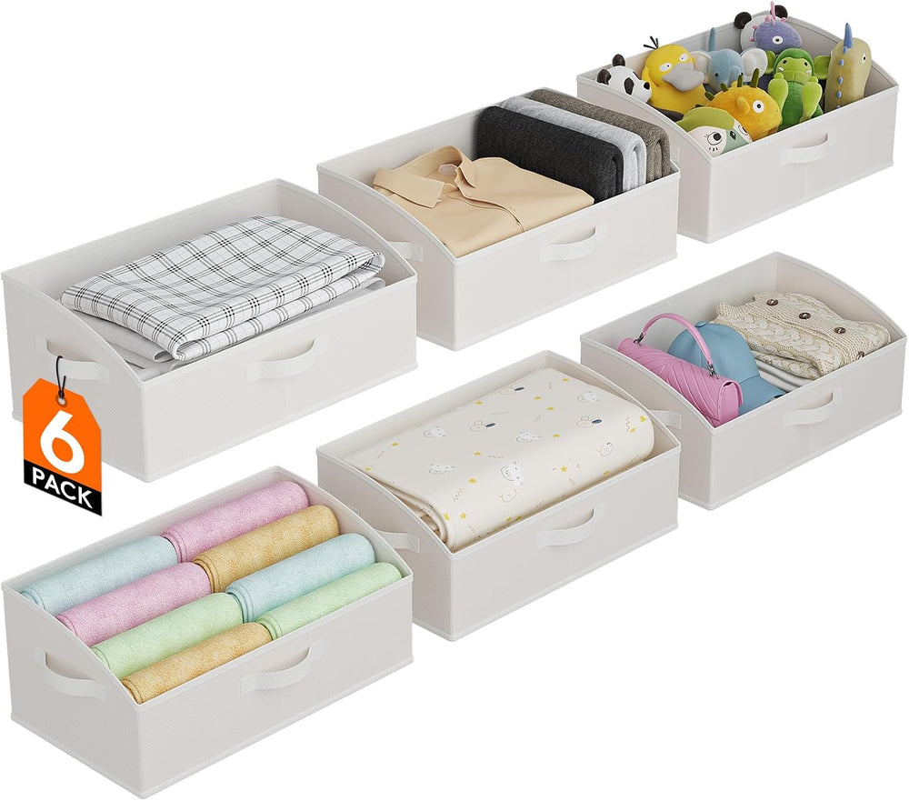 Lifewit Trapezoid Closet Storage Bin for Shelf, 6 Packs 23L, White