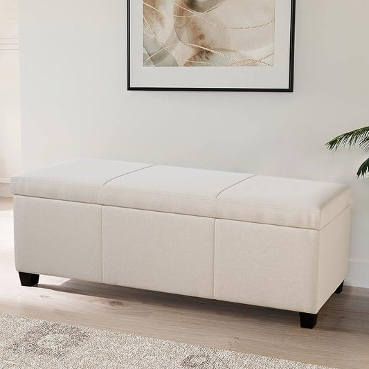 BELLEZE Storage Faux Leather Ottoman, 47 Inch Bench Bedroom Bench - Image 2