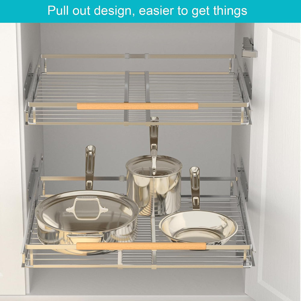 iPEGTOP 3 Pack Pull Out Cabinet Drawer Shelf Organizer, Extendable Sliding Sl...