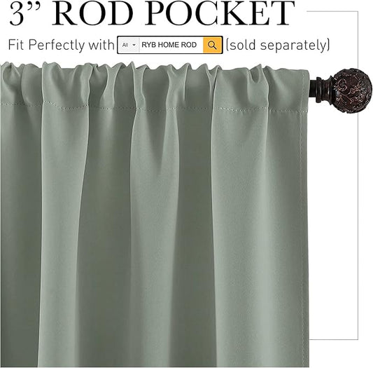 RYB HOME Blackout Curtains for Small Window - Image 2