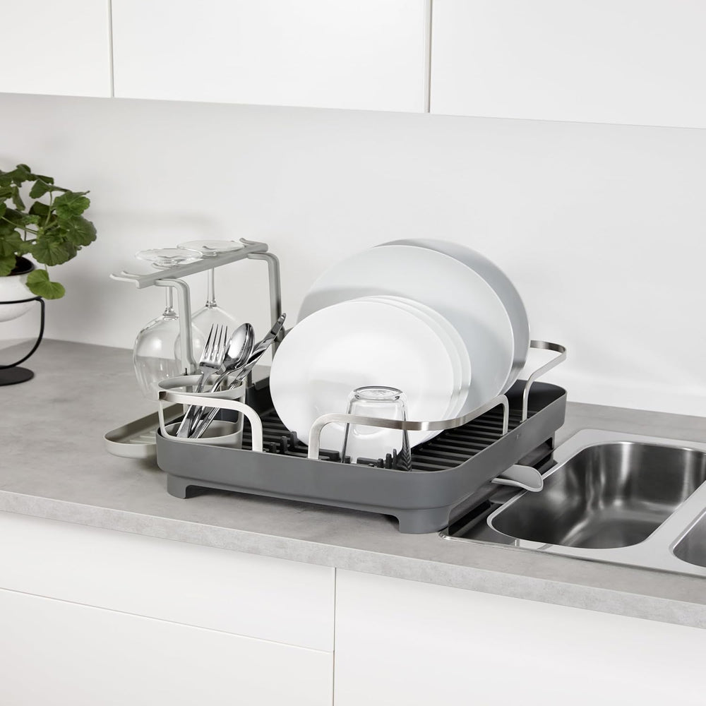 Umbra Holster Dish Rack– Molded Plastic Dish Drying Rack with Drainage Spout,...